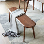 Natural Oak Wood Dining Bench Table Bench with Half-Round Design in Walnut Finish - Grand Goldman Shop