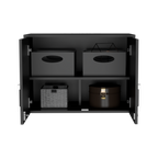 Wall Storage Cabinet Lions, 3 Shelves, Double Door, Black Wengue Finish | Premium Home Decor - Grand Goldman