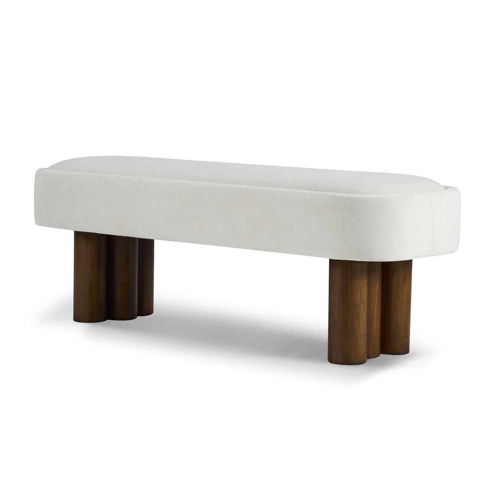 Indoor Beige Fabric Dining Bench with Walnut Color Legs, 51.57'L Upholstered Seating for Kitchen, Dining Room and Living Space,250lbs Capacity - Grand Goldman Shop