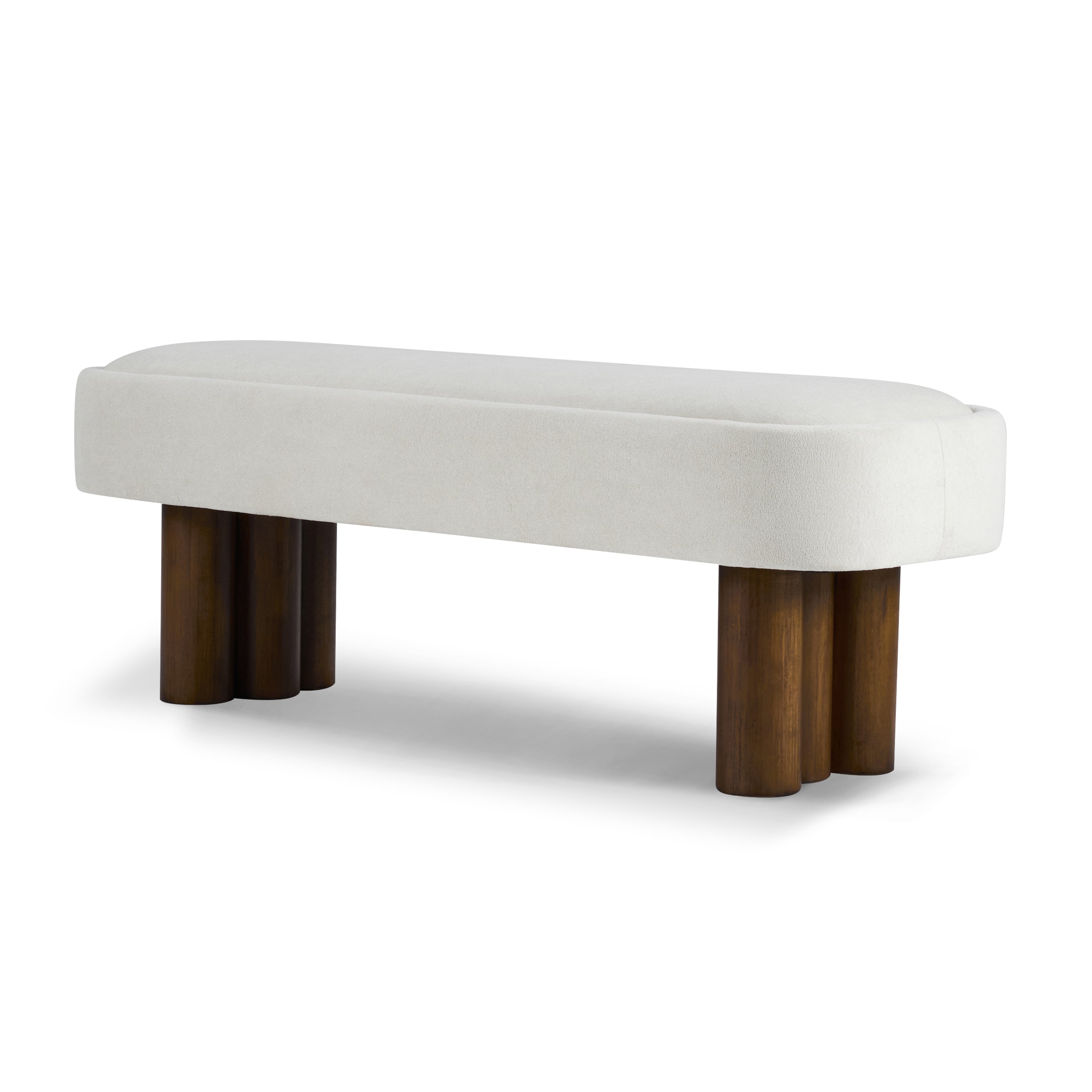 Indoor Beige Fabric Dining Bench with Walnut Color Legs, 51.57'L Upholstered Seating for Kitchen, Dining Room and Living Space,250lbs Capacity - Grand Goldman Shop