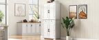 K&K 71' Tall Kitchen Pantry Cabinet with 3 Pull Out Cabinet Organizers, Farmhouse Embossed Texture Storage Cabinet with 6 Door Shelves, 2 Drawers, Freestanding Cupboard for Kitchen, Dining Room White - Grand Goldman Shop