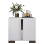 Modern End Table with Drawers, Elegant Nightstand with Metal Foot,Wood Bedside Table with Mirrored Metal Handles,Sofa Side End Table for Bedroom Living Room Office,White - Grand Goldman Shop