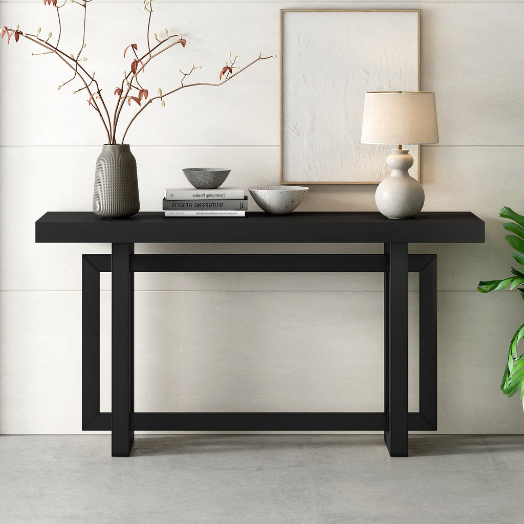 U_STYLE 59.1'' Painted Entryway Table with Pine Veneer,Unique Triple Rectangle Design Console Table with Thick Pine Wood Legs,Extra Long Sofa Table Versatile for Hallway, Living Room,Kitchen - Grand Goldman Shop