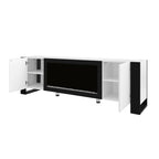 ON-TREND Modern TV Stand with 34.2' Non-heating Electric Fireplace, High Gloss Entertainment Center with 2 Cabinets, Media Console for TVs up to 78', White - Grand Goldman Shop