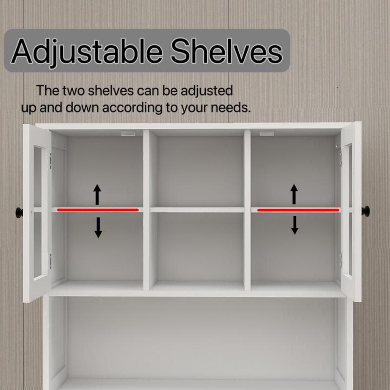 Two-Compartment Tilt-Out Dirty Laundry Basket Tall Bathroom Cabinet with 2 Adjustable Shelves-White - Grand Goldman Shop