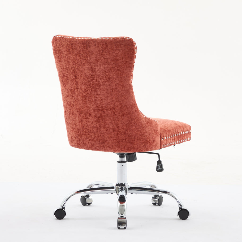 A&A Furniture Office Chair,Modern Chenille Upholstered Tufted Button Home Office Chair with Chrome Metal Base,Adjustable Desk
