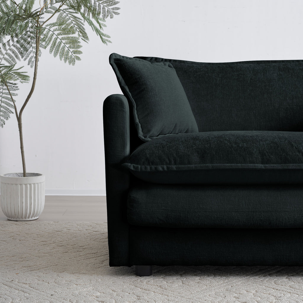 Chenille Fabric Ottomans Footrest to Combine with 2 Seater Sofa, 3 Seater Sofa and 4 Seater Sofa, Black Chenille - Grand Goldman Shop