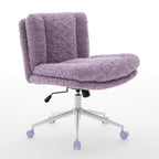 W26.4 inch Wider seat Office Chair,Artificial rabbit hair Home Office Chair with Metal Base,Adjustable Desk Chair Swivel Offi