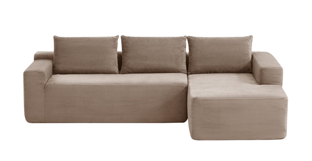 96.9' Cloud Sectional Couch with L-Shape Chaise,Modern Modular Sofa with Deep Seat, Upholstered Couches for Living Room Bedroom,No Assembly Required, (Corduroy Fabric),Camel,Right - Grand Goldman Shop
