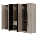 6-Doors Wooden Wardrobe Storage for Bedroom,with 2 Drawers Inside,Black+Nature - Grand Goldman Shop