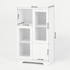 Modern MDF Painted Cabinet with Glass Doors and Drawer, White, for Bedroom and Living Room - Grand Goldman Shop