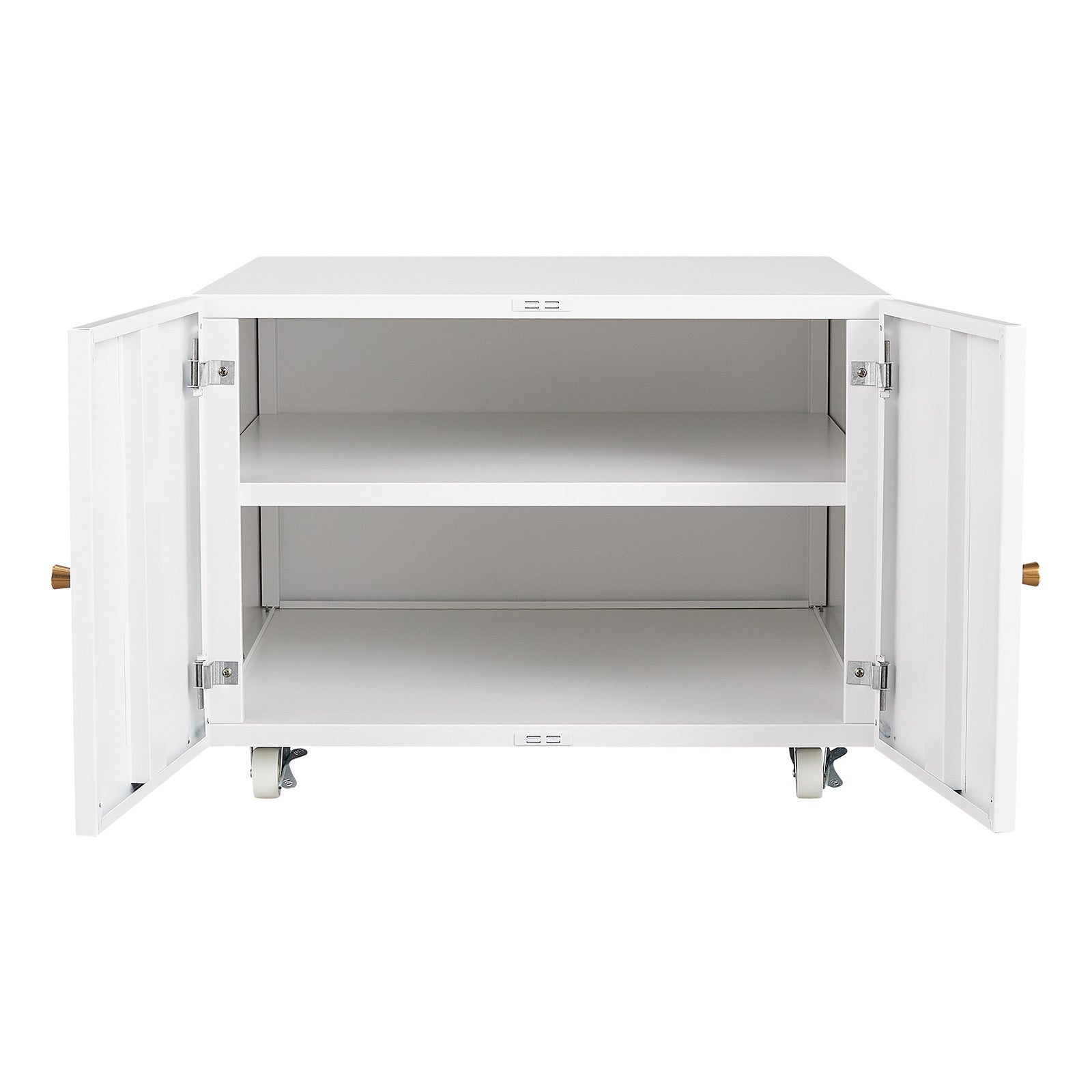 White Steel 2-Door Copier Cabinet with Mobile Pedestal and Printer Stand - Grand Goldman