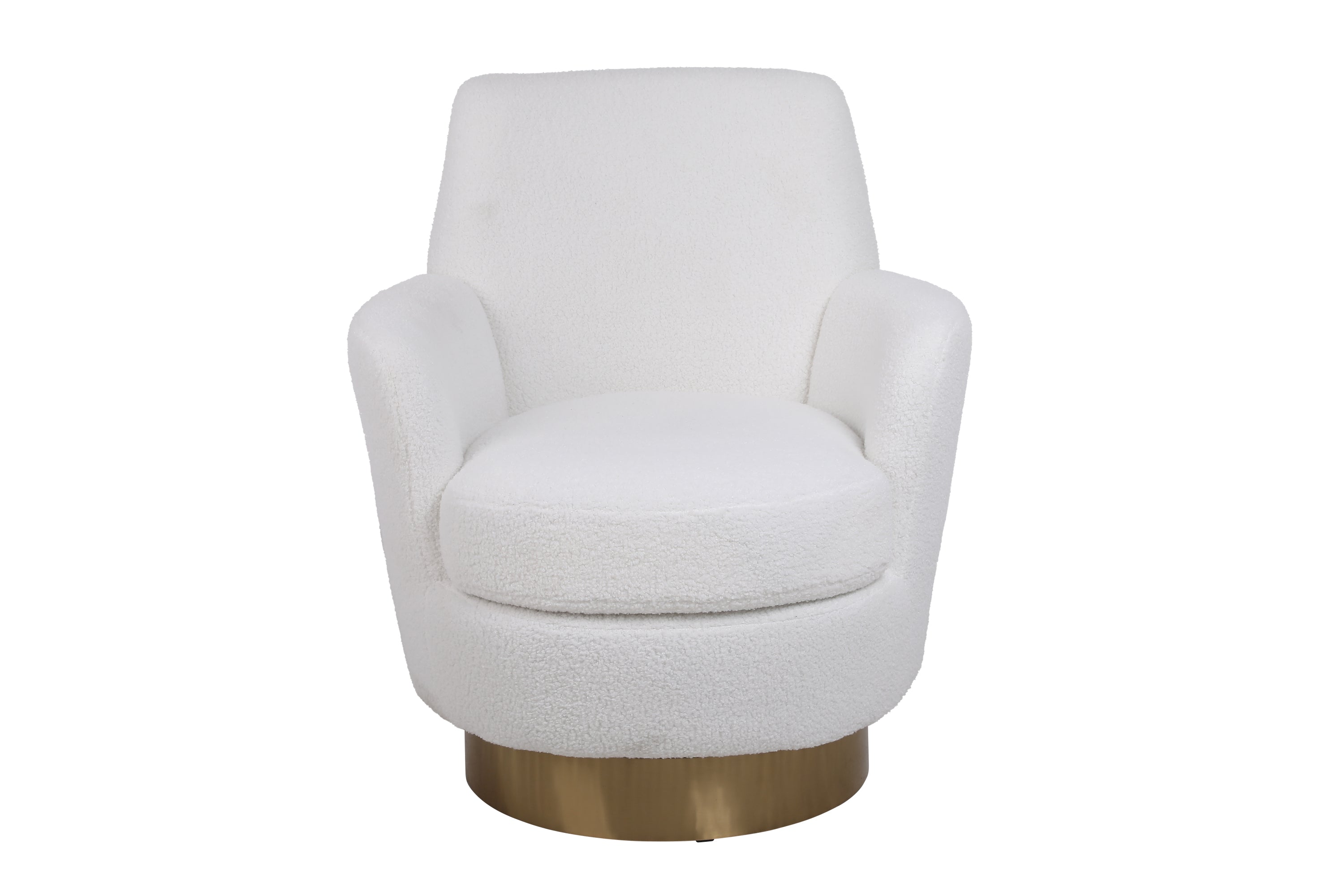 Teddy Swivel Barrel Chair, Swivel Accent Chairs Armchair for Living Room, Reading Chairs for Bedroom Comfy, Round Barrel Chairs with Gold Stainless Steel Base (Ivory) - Grand Goldman Shop