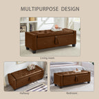 48' Ottoman Bench with Storage, Bench for Bedroom,Living Room,Hallway, Upholstered Tufted Faux Leather PU Ottoman Brown - Grand Goldman Shop