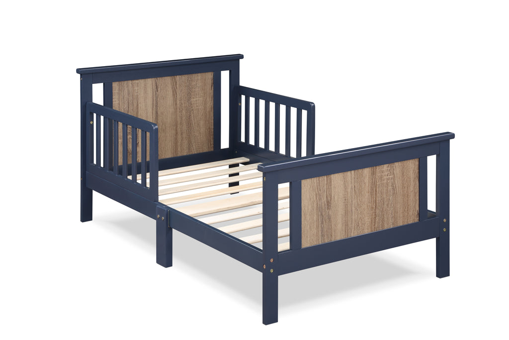 Connelly Reversible Panel Toddler Bed Midnight Blue/Vintage Walnut | Premium Home Decor - Grand Goldman