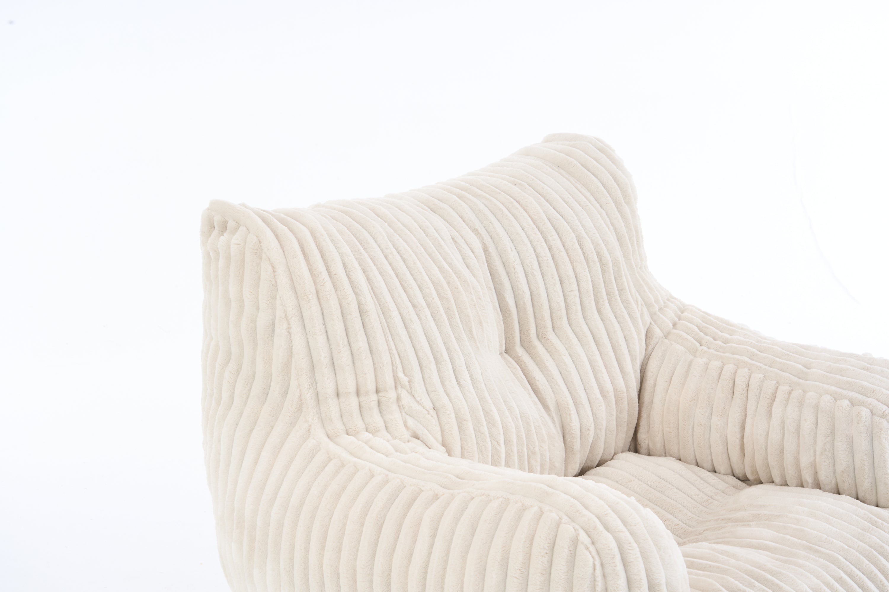 010-Soft Fluffy Corduroy Fabric Bean Bag Chair Filled With Memory Sponge,Beige - Grand Goldman Shop