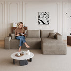 95' Cloud Sectional Sofa,Modern Minimalist Upholstered Couches, Comfort U Shaped Sofa for Living Room,Deep Seat Corner Couch,No Assembly Required,Camel( (Plush Corduroy Fabric) - Grand Goldman Shop