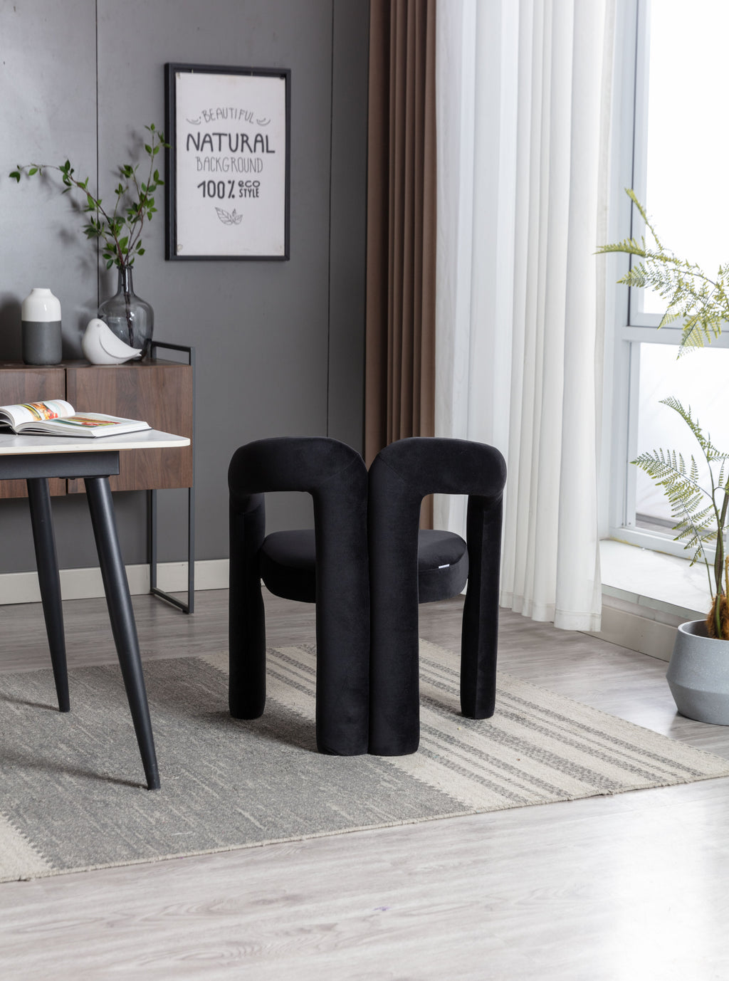 Contemporary Designed Velvet Fabric Upholstered Accent/Dining Chair /Barrel Side Chairs Kitchen Armchair for Living Room set of 2 (Black Velvet) - Grand Goldman Shop