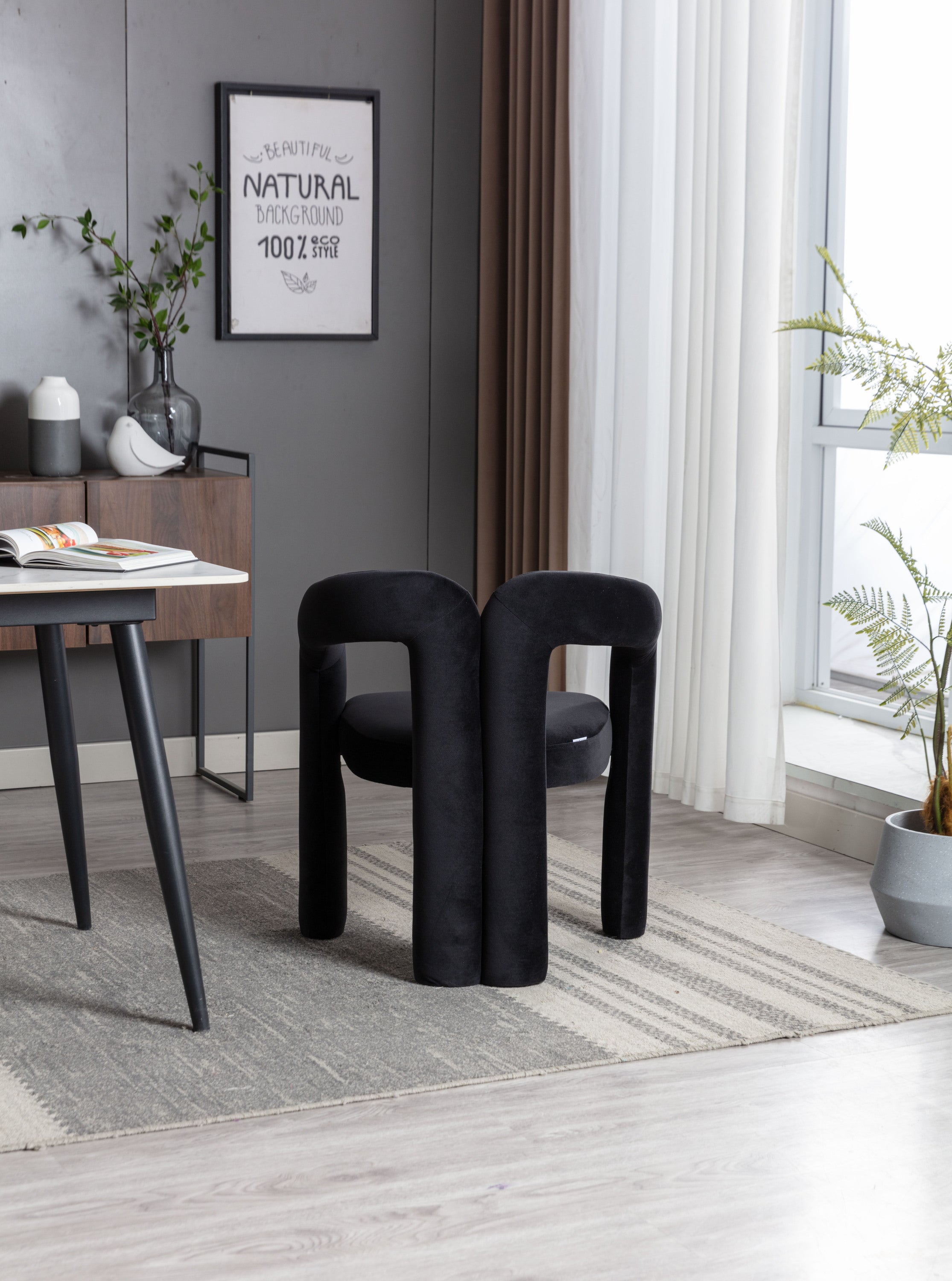 Contemporary Designed Velvet Fabric Upholstered Accent/Dining Chair /Barrel Side Chairs Kitchen Armchair for Living Room set of 2 (Black Velvet) - Grand Goldman Shop