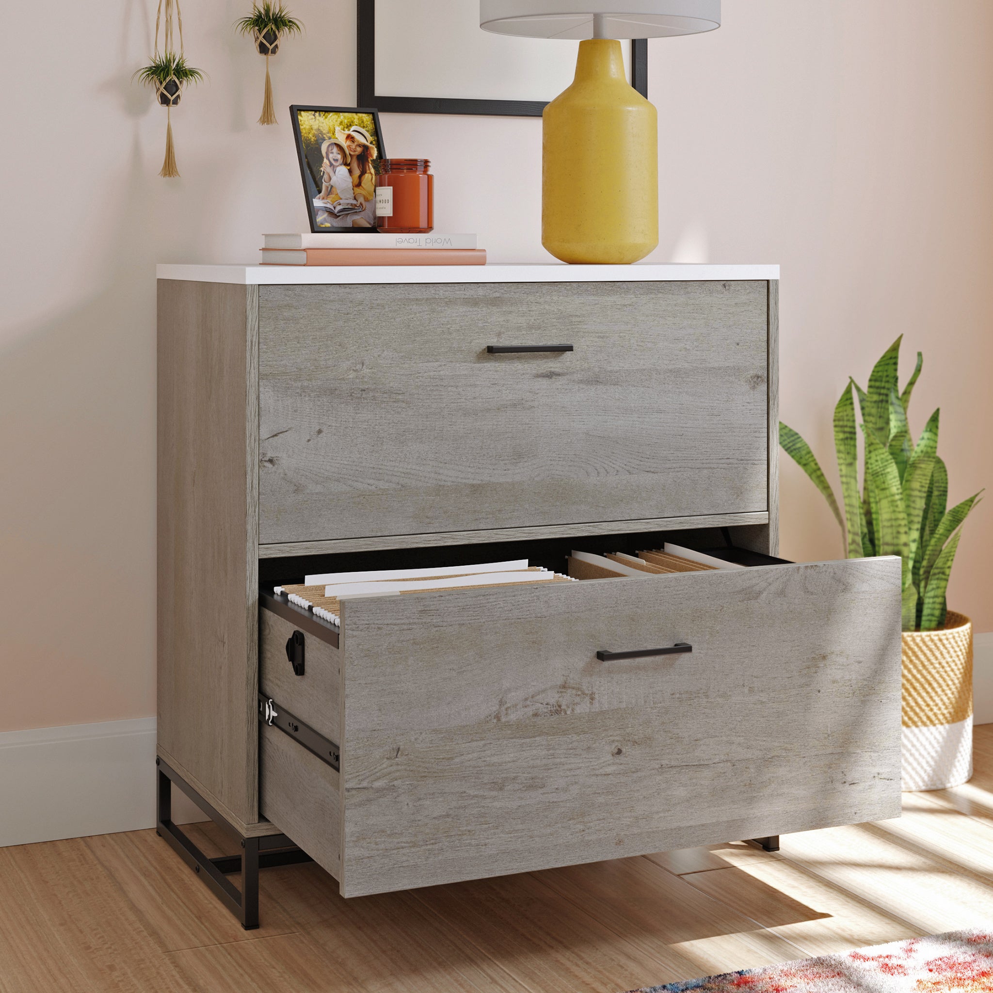 Lateral File with Full-Extension Slides, Brown finish - Grand Goldman