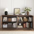 Buffet Cabinet with Storage, 62.60' Sideboard Cabinet with 4 Doors & Shelves, Wooden Kitchen Coffee Bar Credenza Storage for Living Room, Hallway Walnut - Grand Goldman Shop