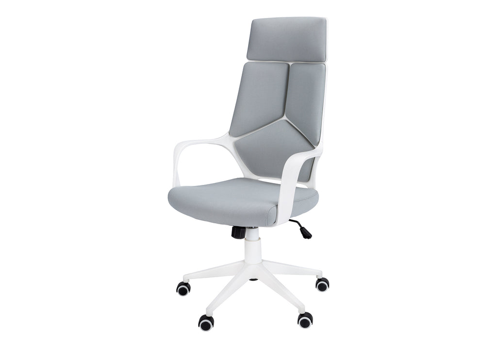 Office Chair, Adjustable Height, Swivel, Ergonomic, Armrests, Computer Desk, Work, Grey Mesh, White Metal, Contemporary, Mode