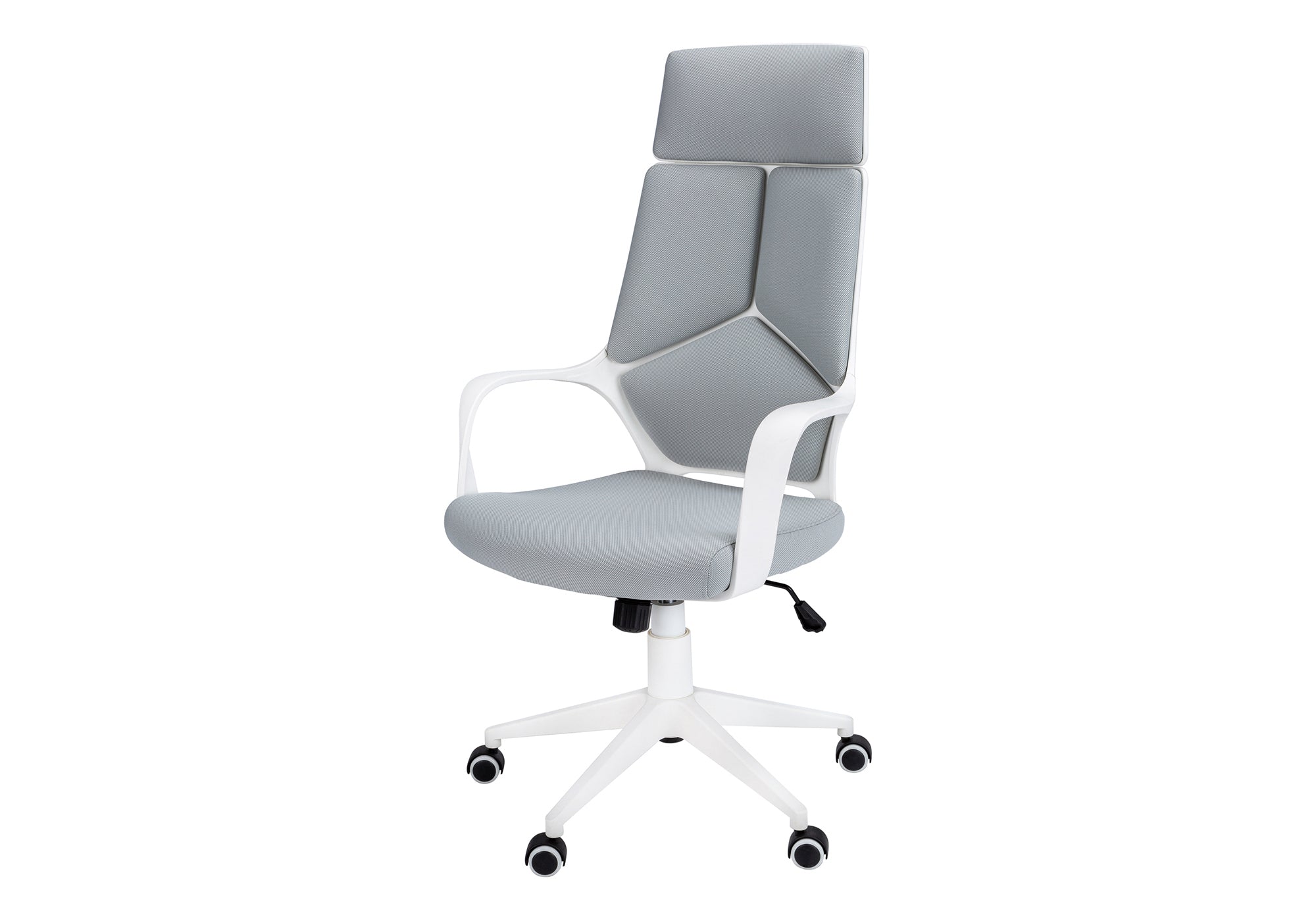 Office Chair, Adjustable Height, Swivel, Ergonomic, Armrests, Computer Desk, Work, Grey Mesh, White Metal, Contemporary, Mode