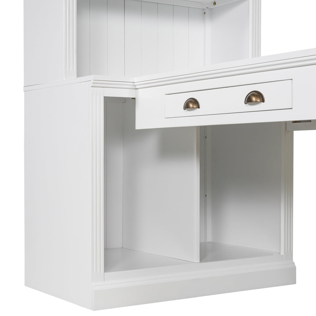 83.4'Tall Bookshelf with Writing Desk, Modern Bookcase with Study Desk, Workstation with Storage Shelf,Storage Bookcase with 