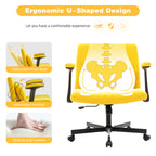 Modern Yellow Linen Criss Cross Armrest Office Chair with Wheels - Ergonomic Design for Home Office, Work & Study | Premium H