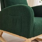 27.2'W Rocking Chair for Nursery, Sherpa Glider Chair with High Back and Side Pocket, Rocking Accent Armchair with Rubber Wood Legs for Living Room/Bedroom.Green - Grand Goldman Shop