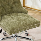 A&A Furniture Office Chair,Modern Chenille Upholstered Tufted Button Home Office Chair with Chrome Metal Base,Adjustable Desk