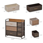 HOMCOM 7-Drawer Dresser, Fabric Drawers, 3-Tier Storage Organizer for Bedroom Entryway, Tower Unit with Steel Frame Wooden Top, Maple Wood - Grand Goldman Shop
