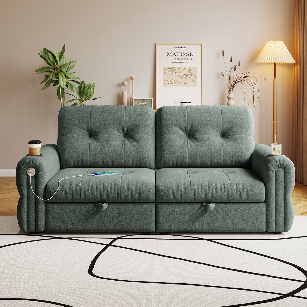 It is a multi-functional sofa, a 77-inch convertible sofa bed, and a 2-in-1 piece suitable for both sitting and lying down. Made of  Chenille fabric, it is suitable for living rooms, bedrooms - Grand Goldman Shop