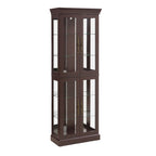 Lighted Glass Curio Display Cabinet,Display Cabinet,Glass Storage Cabinet Glass Wine cabinet Wood Frame Toy Display for Living Room, Kitchen, Pantry light bulb included Dark Cherry - Grand Goldman Shop