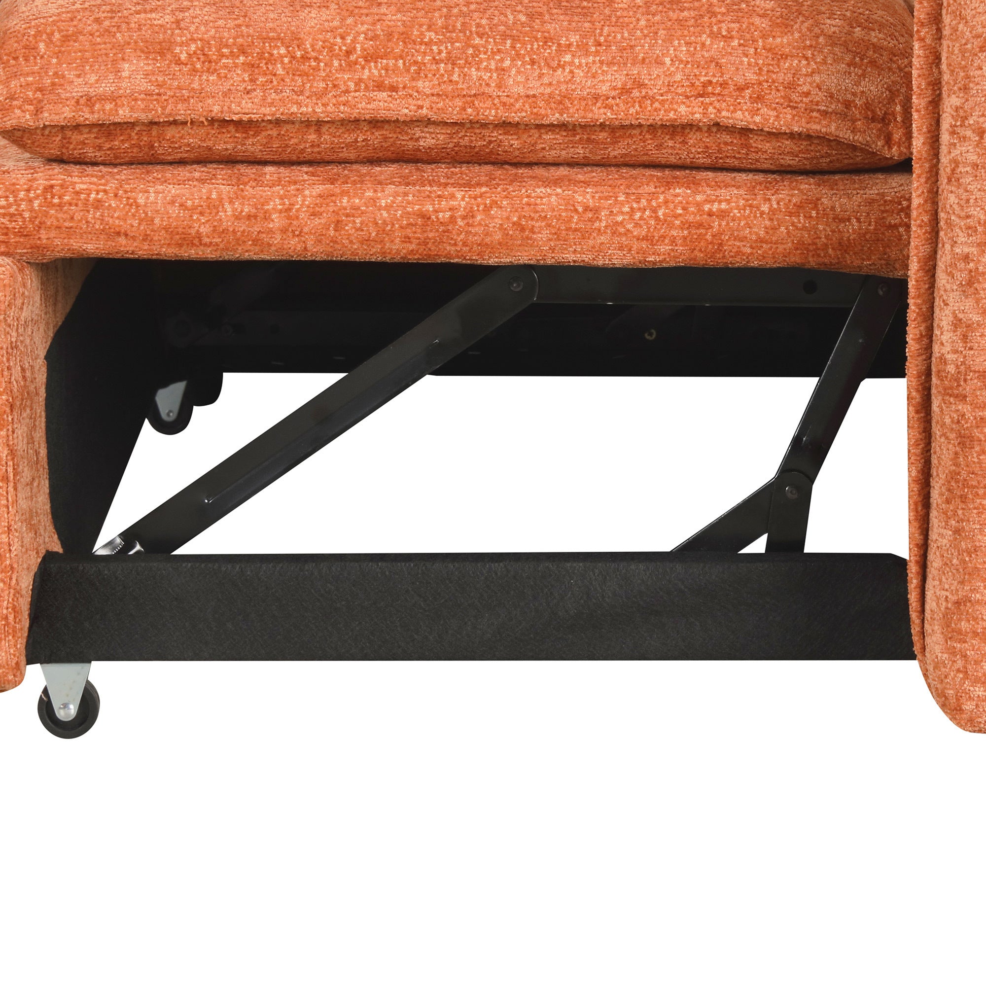 Convertible L-shaped Sofa Bed with Storage Ottoman, Power Sockets & USB Ports, Orange Chenille, 82.67' - Grand Goldman Shop