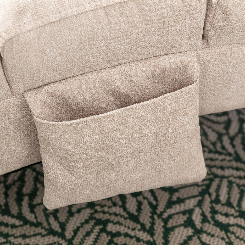 Linen Massage Chaise Lounge Indoor with Remote Control, Ergonomic Electric Massage Lounger in Beige - Grand Goldman Shop