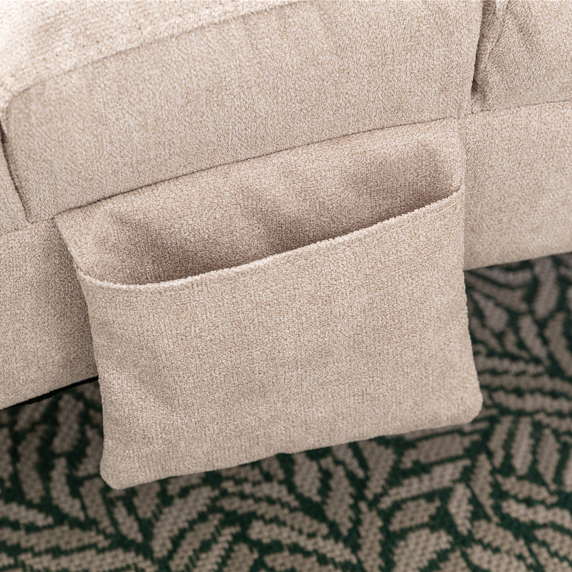 Linen Massage Chaise Lounge Indoor with Remote Control, Ergonomic Electric Massage Lounger in Beige - Grand Goldman Shop