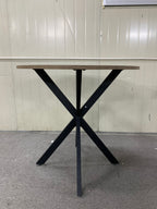 Modern 31.5 Inch Round Dining Table in Rustic Brown with Black Metal Legs, MDF Top for 2-4 People, Compact Kitchen or Dining Room Table - Grand Goldman Shop