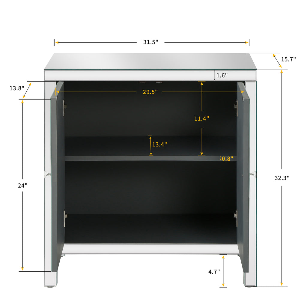 Storage Cabinet with Mirror Trim and M Shape Design Spliced Combination For Living Room, Dining Room, Entryway, Kitchen - Grand Goldman Shop