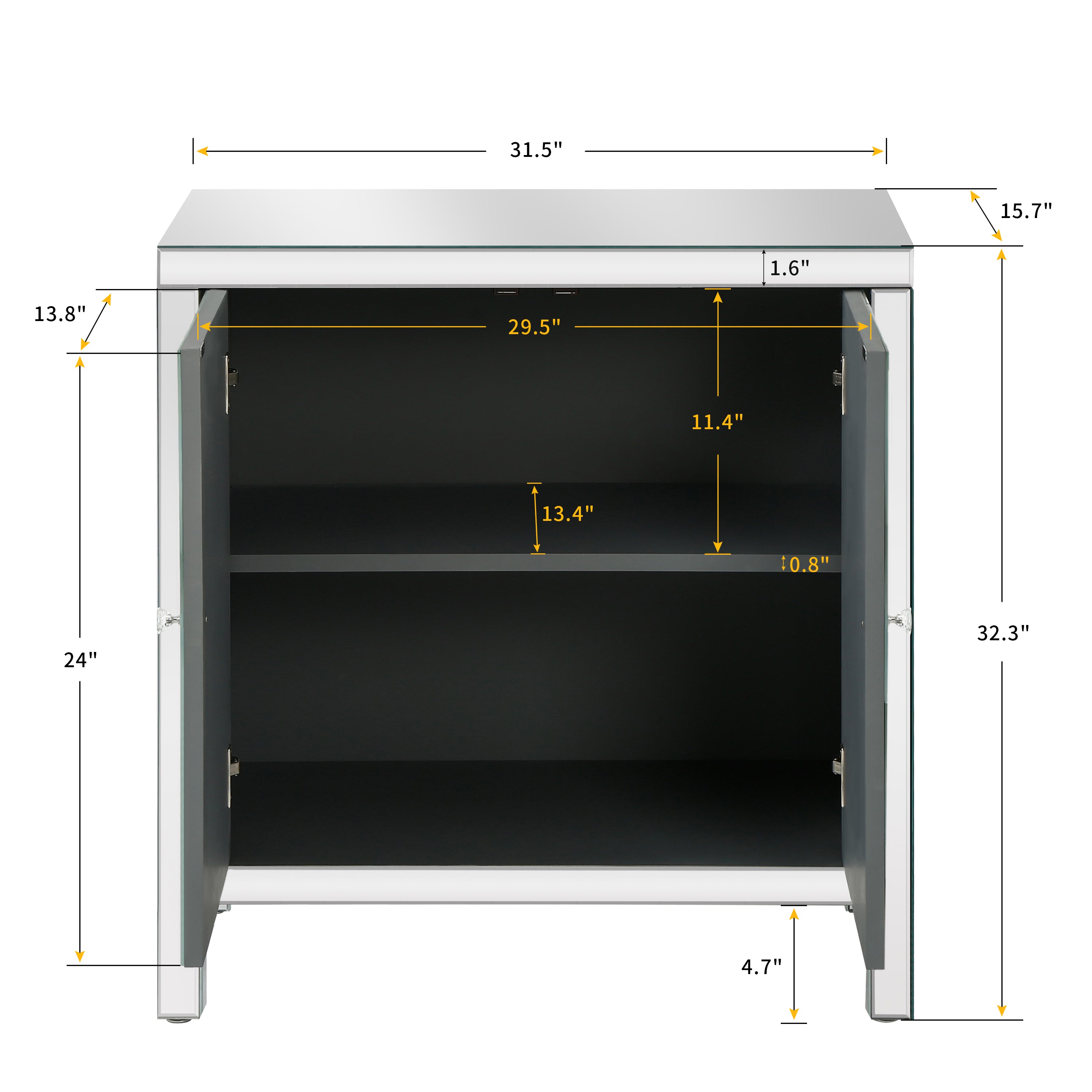 Storage Cabinet with Mirror Trim and M Shape Design Spliced Combination For Living Room, Dining Room, Entryway, Kitchen - Grand Goldman Shop