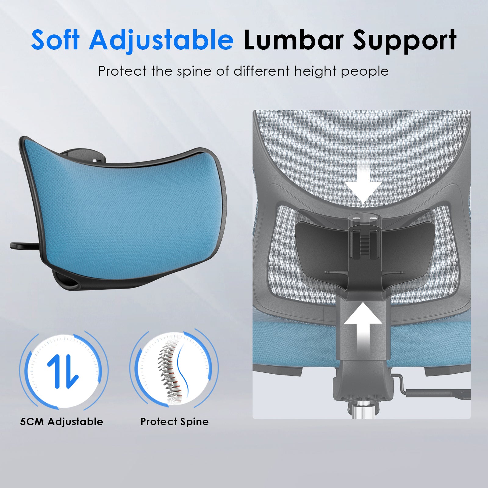 Ergonomic Office Chair,Mesh Desk Chair with Adjustable Lumbar Support and Headrest,Comfy Computer Chair with 3D Armrest Recli