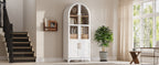K&K 71' Tall Arched Kitchen Pantry Cabinet with Door Shelves, Farmhouse Kitchen Storage Cabinet with Open & Adjustable Shelves, Hidden Drawer & Glass Door, Cupboard for Kitchen, Dining Room, White - Grand Goldman Shop