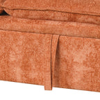 Convertible L-shaped Sofa Bed with Storage Ottoman, Power Sockets & USB Ports, Orange Chenille, 82.67' - Grand Goldman Shop