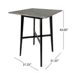 Modern Bar Height 42' Dining Table, Rubberwood Legs and Laminate Table Top, Paladina Marble Finish, Black - Grand Goldman Shop