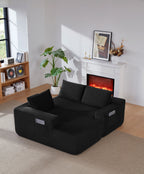 96.9' Cloud Sectional Couch with L-Shape Chaise,Modern Modular Sofa with Deep Seat, Upholstered Couches for Living Room Bedroom,No Assembly Required, (Corduroy Fabric),Black - Grand Goldman Shop