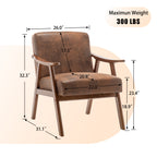 Mid-Century Modern Wingback Accent Chair with Solid Wood Frame and Extra-Thick Backrest – Lounge Chair for Living Room, Bedroom, or Reading Room - Grand Goldman Shop