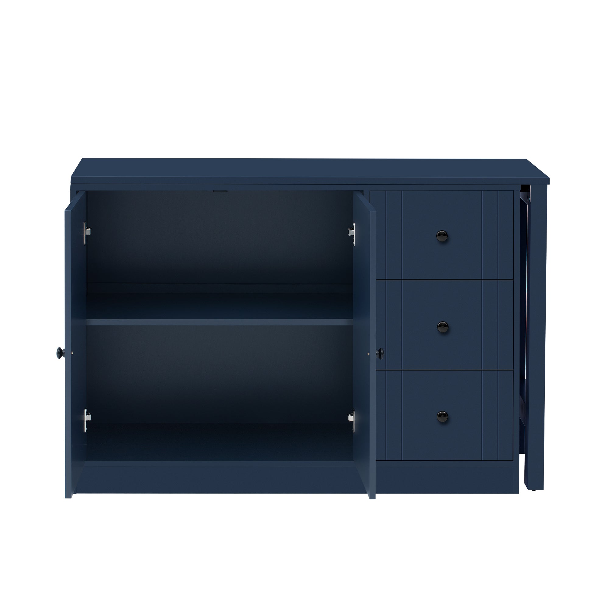 U_STYLE 89.7''Wooden Sideboard with Extendable Table,Multifunctional Storage Cabinet with 2 Doors and 3 Drawers,for Living Room,Study,Foyer and Kitchen - Grand Goldman Shop