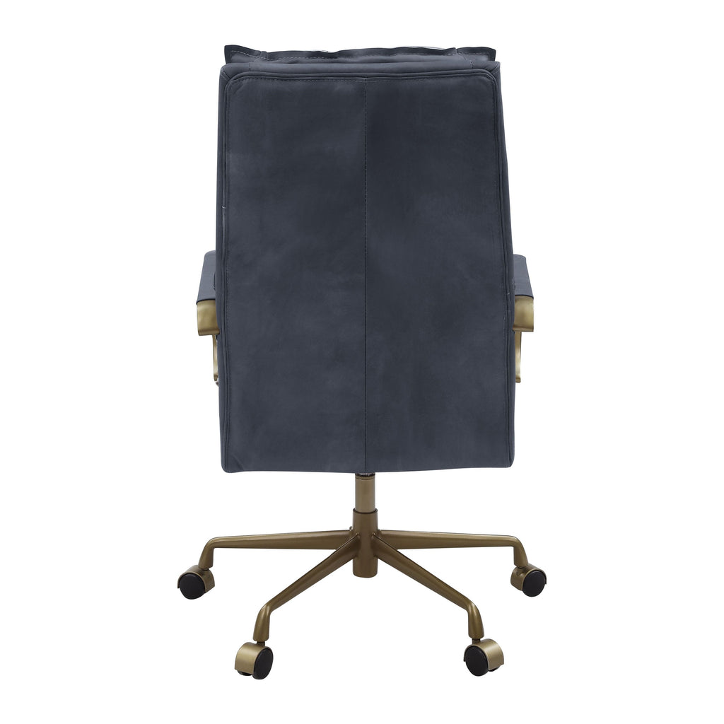 Tinzud Gray Leather Office Chair - Grand Goldman