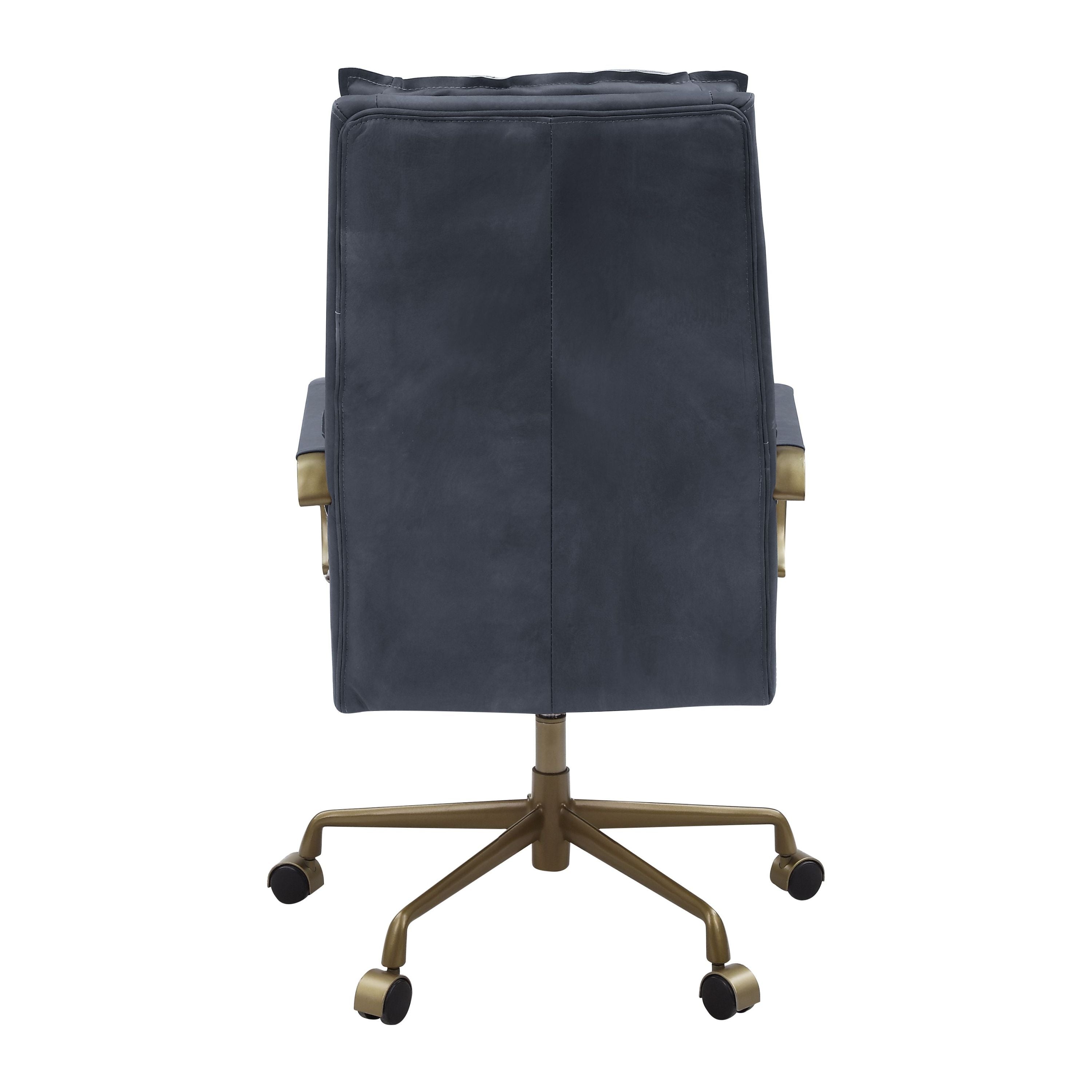 Tinzud Gray Leather Office Chair - Grand Goldman