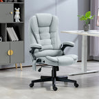 HOMCOM 6 Point Vibrating Massage Office Chair with Heat, Linen High Back Executive Office Chair with Reclining Backrest, Padd